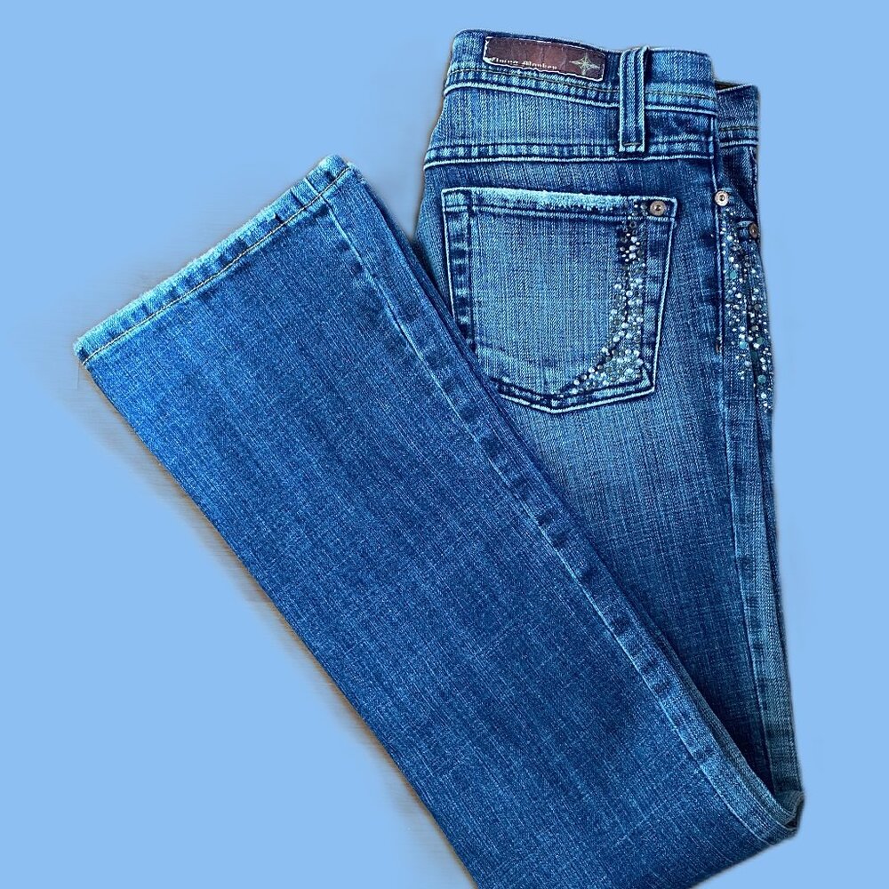Flying Monkey Women's Jeans Size "0" 26 x 32 Glitter Front Pockets Decorations